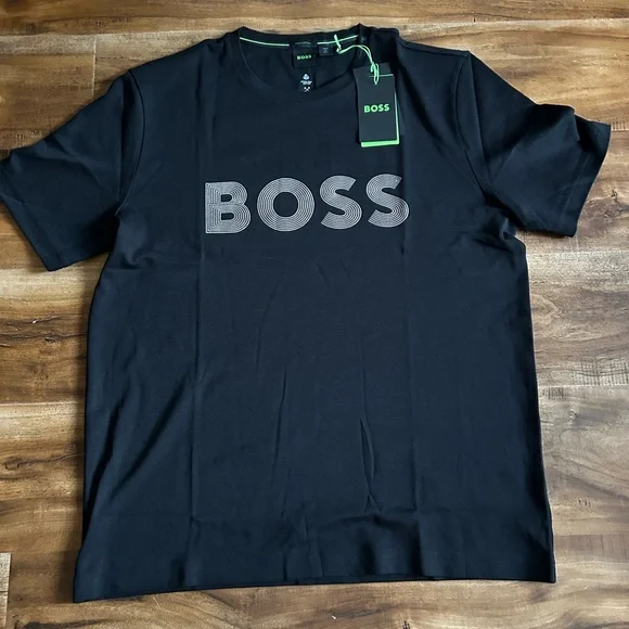 Hugo Boss Men's Black Gloss Logo T-shirt in Pima Cotton - Picture 4 of 7